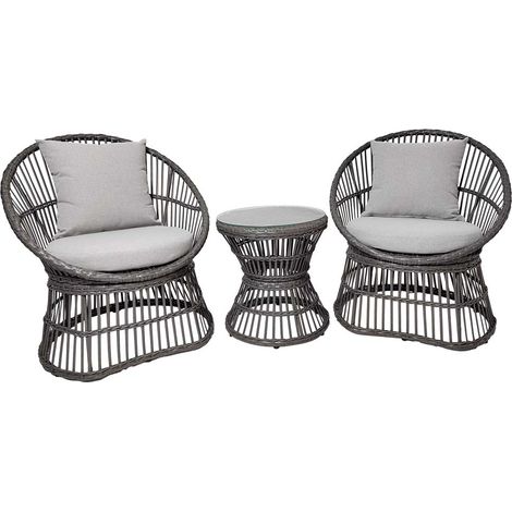 Natal Lounge-Set inkl. Sitzkissen Garten Rattan,grau.