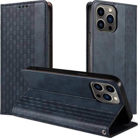 Custodia con cinturino magnetico per Samsung Galaxy S23, cover a libro, mini portafoglio con cordino e supporto, colore blu (1/5)