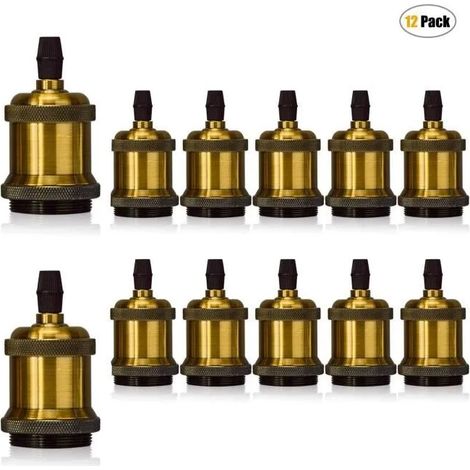 Tempas 12x Douilles E27 Vintage Douille de Lampe Vis Ampoule LED Adaptateur de Lampe pour Lustre Suspension DIY - Laiton Antique (1/4)