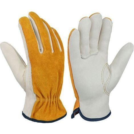 Lot de 2 paires de gants flexibles et résistants aux épines - Gants de travail en cuir confortables pour le jardin, la cour, la soudure - pour homme et femme（XL） (1/3)