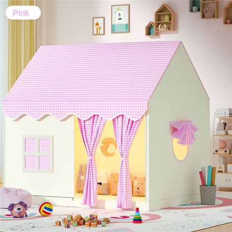 Tente de jeu pliable enfant pour intérieur, maison château rose avec moustiquaire, cabane de jeu pour chambre, salon et aire de jeu (1/4)