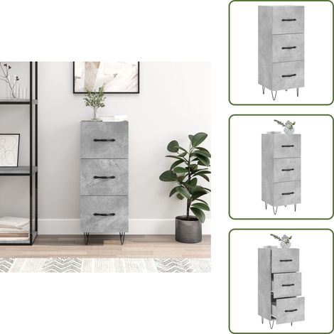 Buffet Gris béton 34,5x34x90 cm Bois d'ingénierie - Buffet Design Moderne - Meuble Rangement Gris - Commode Tiroir - Mobilier Salon - Meuble Entrée (1/5)