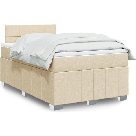 vidaXL Boxspringbett mit Matratze Creme 120x190 cm Stoff