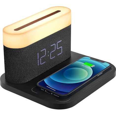 Réveil numérique avec chargement sans fil, veilleuse LED et port de chargement USB (1/5)