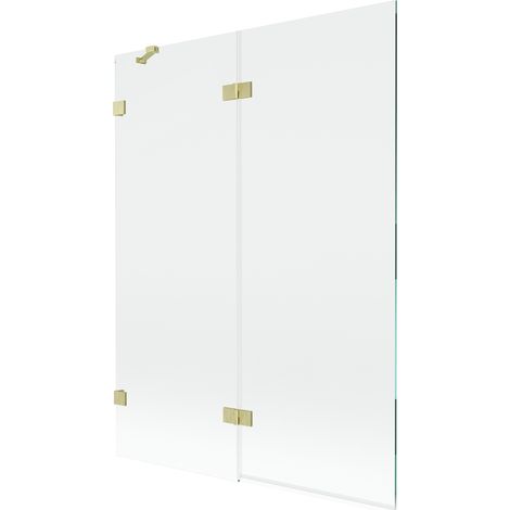 Mexen Lunar paroi de baignoire 2 volets gauche 130 x 150 cm, transparent, or brossé - 897-130-100-55-00-L (1/5)