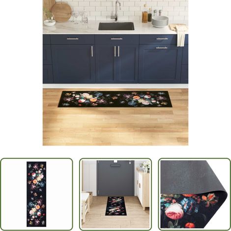 vidaXL Küchen Läufer - Küchen Teppich Schwarz 150 x 45 cm Samt (1/5)