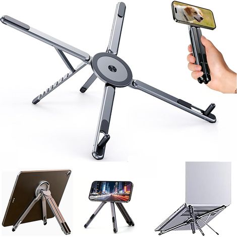 1 Support Ordinateur, Aluminium, 8 Niveaux, Pliable, Tablettes Smartphones, 4-17 Pouces (1/5)