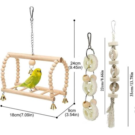 Lot de 7 Jouets à macher pour Oiseaux, perroquets, perruches, perruches, aras, Oiseaux inséparables-Fei Yu (1/4)