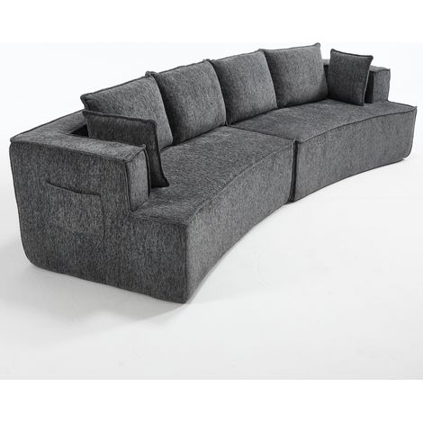 Gebogenes modulares Sofa ohne Armlehnen aus dunkelgrauem Samt MODENUIT (1/5)