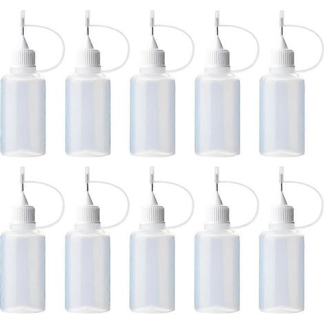 Lot de 10 flacons compte-gouttes multifonctions à embout aiguille pour colle liquide-9.7X3CM-Transparent (1/3)