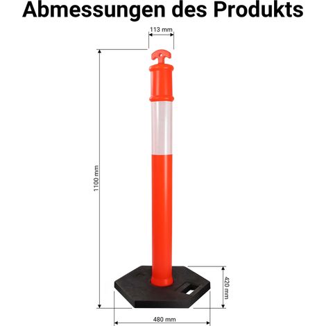 2x Flexible Absperrpfosten 75 Cm – PU-Poller Mit Reflexstreifen, Inkl. Befestigungsschrauben – Für Parkplatz, Garage & Zufahrt – Rot/Gelb