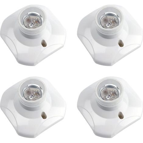 Set mit 4 E27-Schraubfassungen für Deckenleuchten, E27-Garagenleuchtenfassungen, 220–240 V Wechselstrom, LED-Lampenfassung, E27-Sockel für Deckenleuchten, weißer Kunststoff-Lampensockel für Wandleucht (1/5)