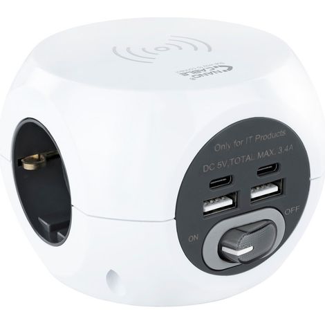 Sockel 3xplug 2xusb 2xusb-c Kabellose Ladung 10.37.0002 (1/2)