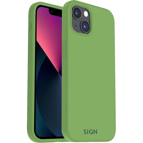 Custodia in silicone liquido sign per iphone 14 plus - verde giada