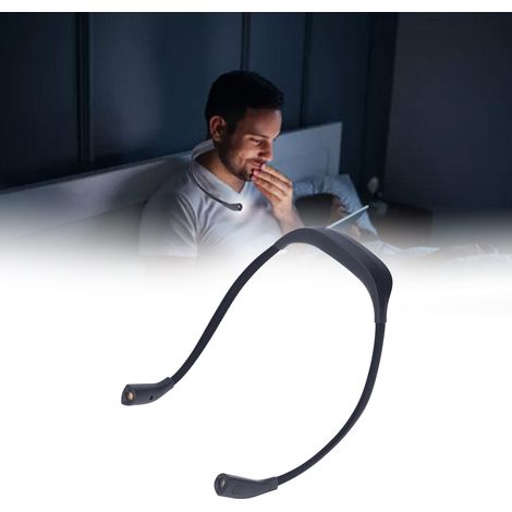 Augenschonende LED-Leselampe, tragbare Nackenlampe, USB-wiederaufladbare Leselampe für Schüler, LED-Nackenlampe zum Joggen im Freien bei Nacht, schwarz. (1/5)