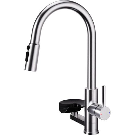 Robinet Cuisine Extractible Acier Inoxydable 304 Mitigeur Evier Double Usage avec Douchette Lavage Verres -Alovez-WCY