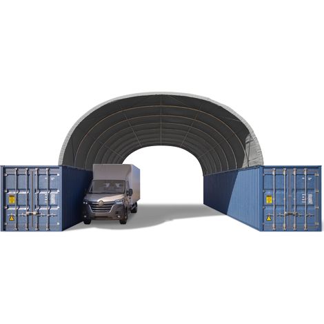 TOOLPORT Copertura per container 8x12m in PVC 2300N grigio – Tenda capannone per lo stoccaggio di merci, copertura mobile (1/5)
