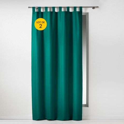Lot de 2 Rideaux à passants 140 x 260 cm Polyester Essentiel Emeraude (1/5)