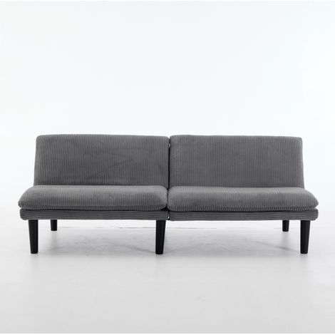 Sofá de 2 plazas ajustable gris de pana con patas negras y estructura de madera (1/5)