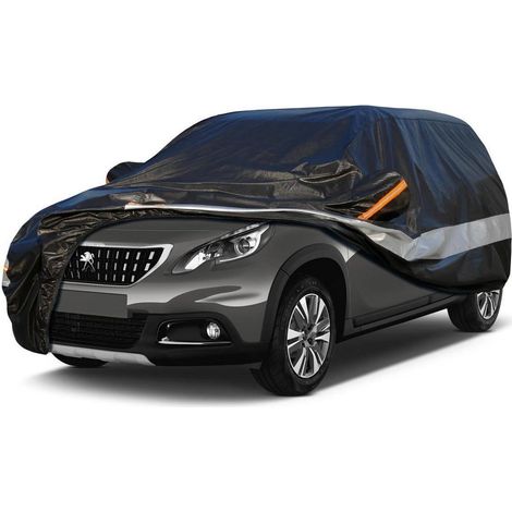 Autoabdeckung 10 Schichten Wasserdicht Atmungsaktiv für Peugeot 2008 (2014-2023) Schwarz (1/5)