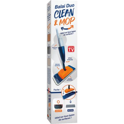 Balai brosse tête rectangulaire - VENTEO - Balai DUO MOP CLEANER™ - Manche alu - blanc - adulte - Pour tous types de sol