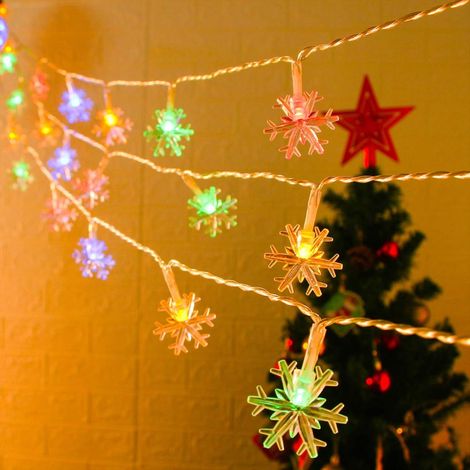Guirlande lumineuse de Noël en forme de flocons de neige, 3 mètres, 20 LED, à piles, décoration féérique d'hiver pour Noël (1/5)