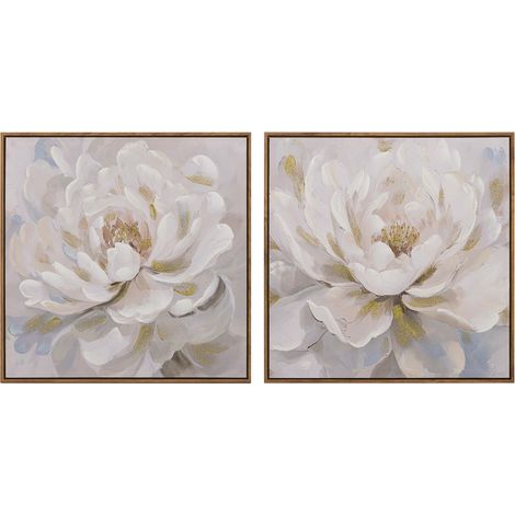 2er Set Blumenbilder 80% handgemalt 60X4X60 Cm (1/5)
