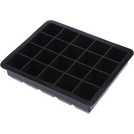 Récipient à Glaçons en Silicone Flexible, 20 Grilles, Machine à Glaçons pour Whisky, Bar, Hôtel, Usage Domestique (BLACK) (1/5)