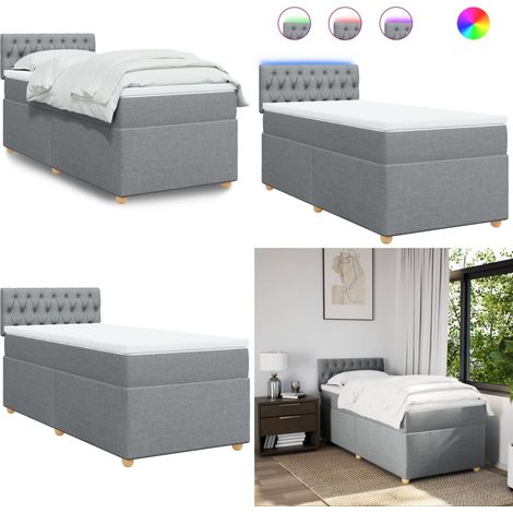 Boxspringbett mit Matratze Hellgrau 90x190 cm Stoff - Boxspringbett - Doppelbett - Bettenrahmen - Schlafsystem - Liegekomfort - Home & Living (1/5)