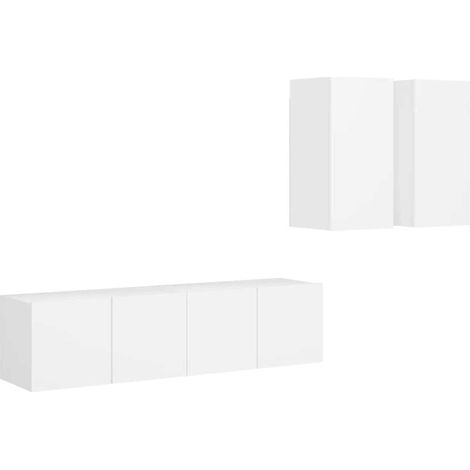 Maison Exclusive - Set Mobili Porta TV 4 pz Bianco in Legno Multistrato (1/5)