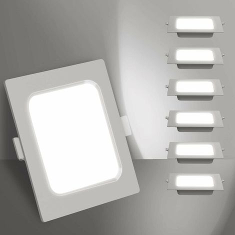 LED Encastrable, 9W Équivalent à 72W, 6500K Lumière Blanc Froid, Blanc, Spot LED Interieur Encastrable, LED Hublot, Ф110-120mm, Pack de 6 [Classe énergétique E] (1/5)