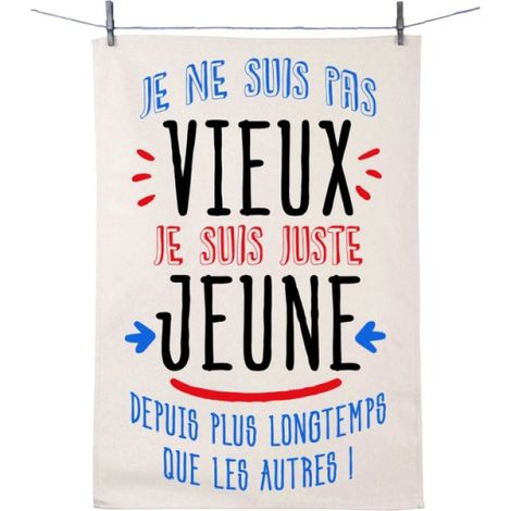 Torchon en coton décoré - Pas Vieux