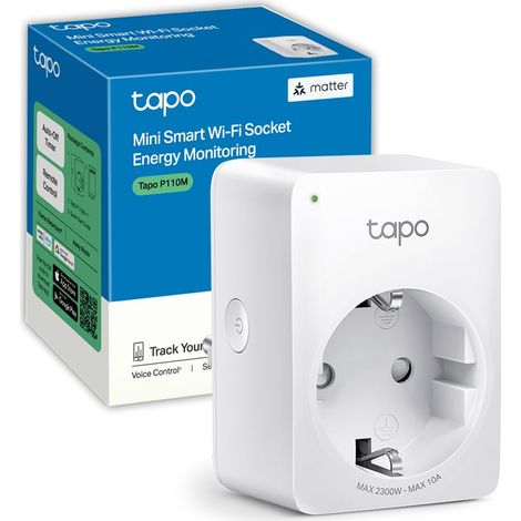 Tapo P110M Matter Presa Smart, Presa Intelligente con Monitoraggio Energia, WiFi Intelligente Smart Plug, Compatibile con Alexa e Google Home, Controllo Vocale e Remoto,Tempo di Preselezione (1/4)