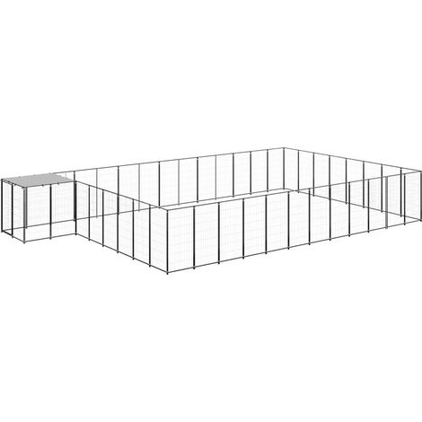 Cuccia da esterno gabbia per cani parco animali 30,25 m² 110 cm acciaio nero 020000522