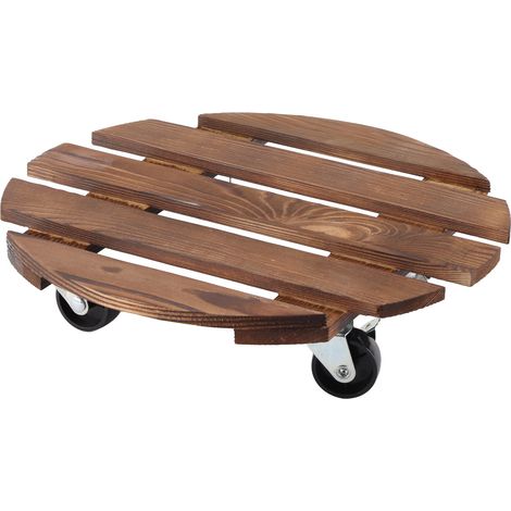 Support de Plante Roulant en Bois avec Roulettes Silencieuses, Pot à Fleurs Circulaire pour Grandes Plantes, Intérieur Extérieur, Support de Pot de Fleurs (1/5)