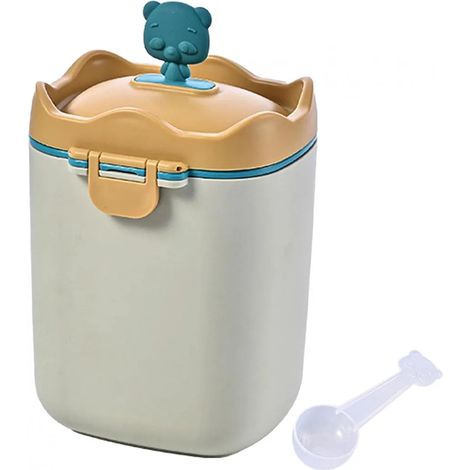 Boîte à lait en poudre portable pour bébé, distributeur de lait infantile, contenant de stockage avec cuillère, accessoire d'alimentation bébé 9,5x11x17,5 cm (Jaune) (1/5)