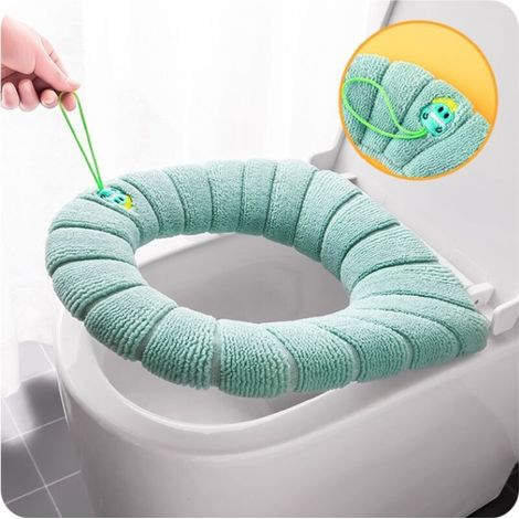 Tapis de toilette chaud épais 2 pièces, utilisable en toutes saisons, housse de siège de toilette lavable avec poignée, housse de siège de toilette (1/4)