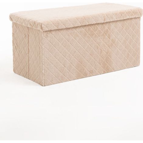 Pufs y reposapiés - Puff Almacenaje Dico 76 cm Terciopelo - Beige (1/5)