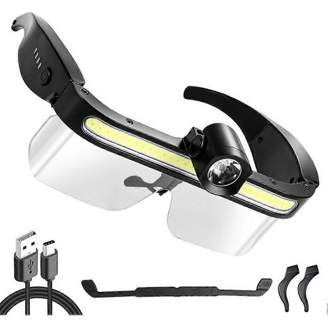 Lunettes LED rechargeables USB-C avec éclairage mains libres pour la course nocturnele campingla pêche et le cyclisme. (1/5)