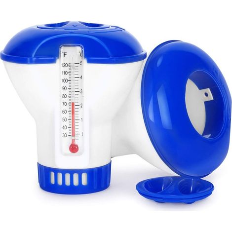 Diffuseur Flottant Piscine, 2 Pack Diffuseur de Chlore Flottant avec thermomètre de débit Ajustables & Bouchon de Verrouillage pour Tous Les & Piscines, Spas, Aquariums & Les Étangs du Poisson-Fei Yu (1/5)
