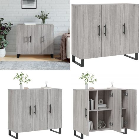 Sideboard Grau Sonoma 90x34x80 cm Holzwerkstoff - Sideboard, Sideboards, Schrank, Lagerschrank, Highboard, Beistellschrank, Home Organizer, Wohnzimmerschrank, Konsolenschrank, Schubladenschrank, Sideb (1/5)