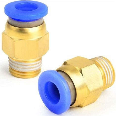 2 Pcs 6mm Tube OD x 1/8 BSP Mâle Droit Push To Connect Raccords (PC6-01)