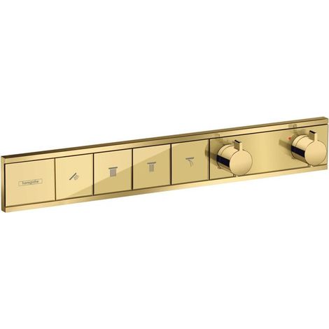 Module thermostatique RainSelect encastréavec 4 fonctions aspect doré poli