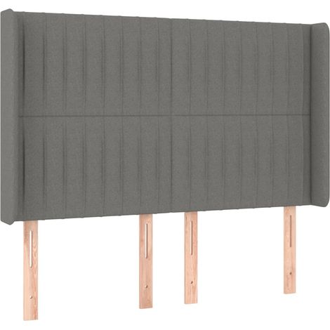 Testiera Testata del letto ad Orecchio GrigioScuro 147x16x118/128cm inTessuto (1/4)