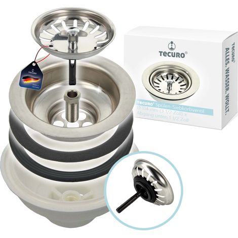 tecuro Spülen-Siebkorbventil Ø 114 mm (3 1/2 Zoll) x Abgang unten 1 1/2 Zoll