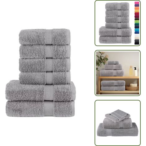 6 tlg. Premium-Handtuch-Set SOLUND Grau 600 g/m² - Baumwolle - Handtücher - Badtextilien - Duschtücher - Waschbare Handtücher (1/5)