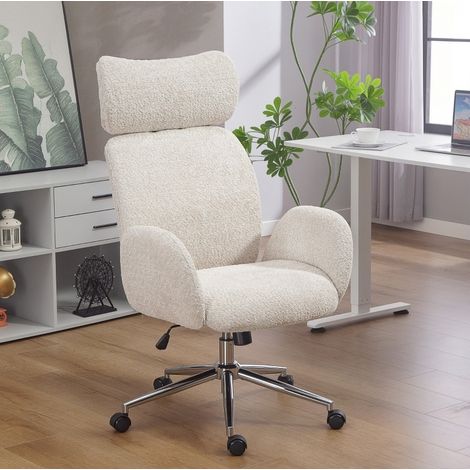 Silla de oficina ergonómica con reposacabezas ajustable, reclinable, gris claro DESVIAE (1/5)