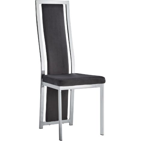 Lot 6 Chaises Salle à Manger Dana Velours Noir Contour Chrome 56x43x99cm (1/5)