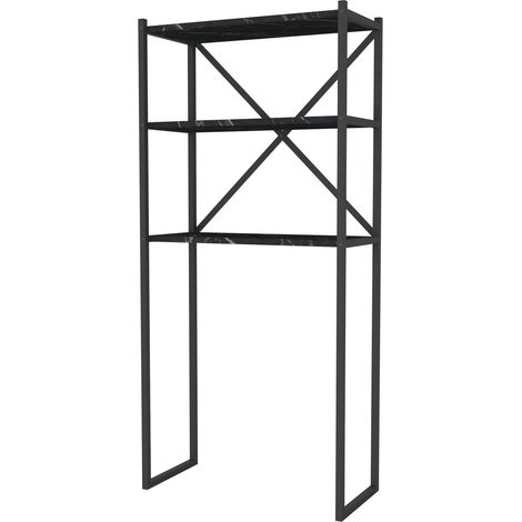Estantería de baño con 2 compartimentos de almacenamiento 160 x 66 x 34 cm mármol negro 030007000 (1/2)