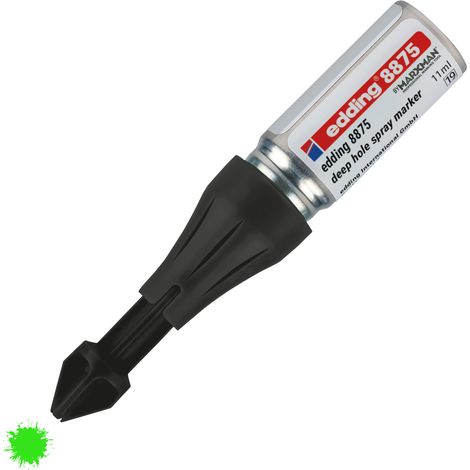 Marqueur Spray Zones Inaccessibles Edding 8875 Vert Fluo - jusqu'à 100mm pour perçage et trous profonds